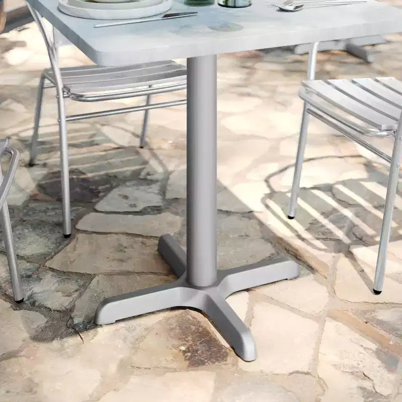 Pied en X pour table de restaurant, 56 x 56 cm, avec colonne de 7,6 cm de diamètre, hauteur standard