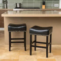 GDFStudio Ogden Bonded Leather and Rubberwood 26 Inch Backless Counter Stool (Set of 2)