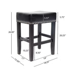 Tabouret de comptoir sans dossier en cuir reconstitué et hévéa de 66 cm, lot de 2
