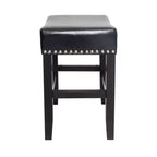 Tabouret de comptoir sans dossier en cuir reconstitué et hévéa de 66 cm, lot de 2