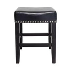 Tabouret de comptoir sans dossier en cuir reconstitué et hévéa de 66 cm, lot de 2