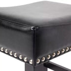 Tabouret de comptoir sans dossier en cuir reconstitué et hévéa de 66 cm, lot de 2