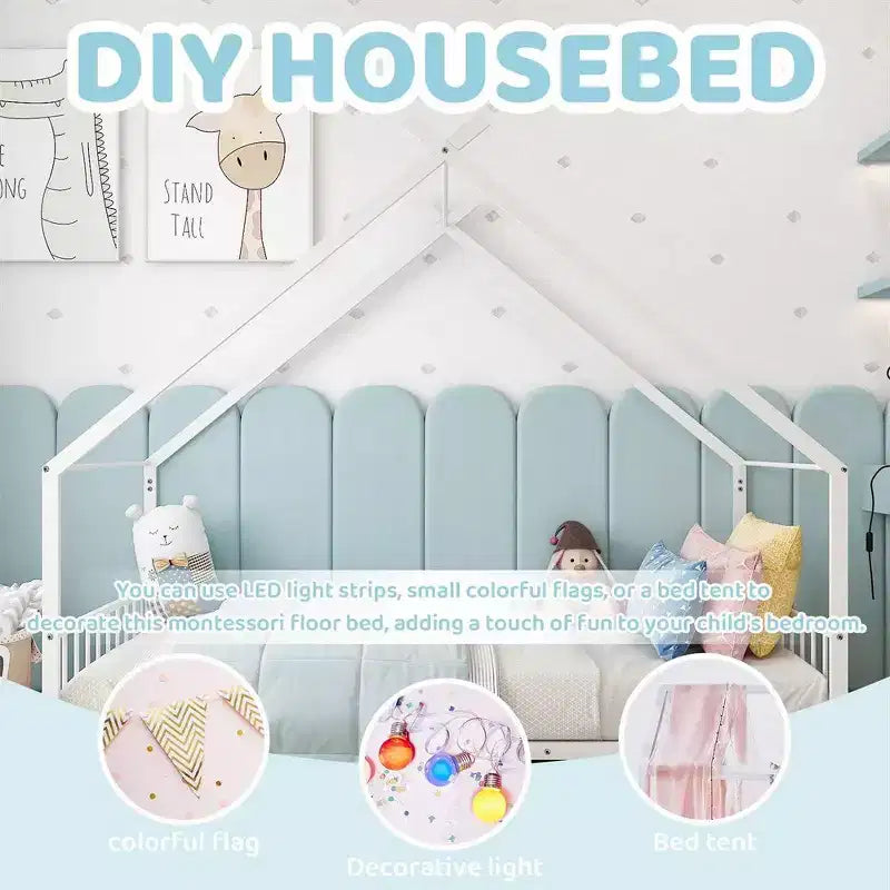 Lit cabane Montessori double en métal pour enfants