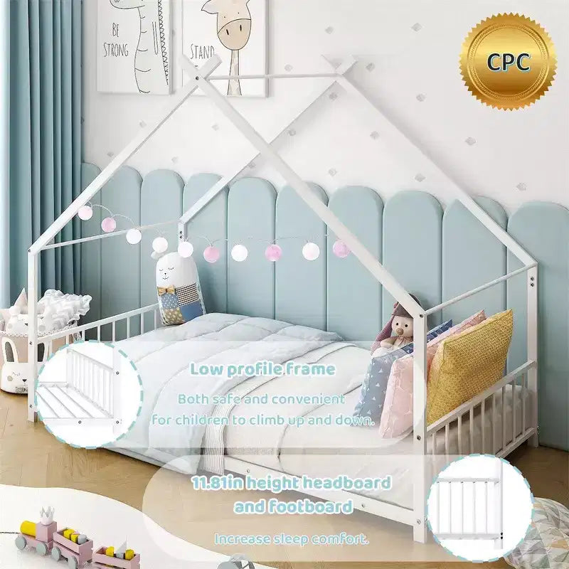 Lit cabane Montessori double en métal pour enfants
