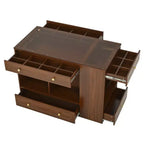 Îlot de dressing avec 6 tiroirs, commode avec plateau en verre et étagères ouvertes, meuble de rangement à bijoux