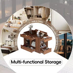 Îlot de dressing avec 6 tiroirs, commode avec plateau en verre et étagères ouvertes, meuble de rangement à bijoux