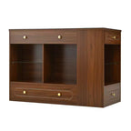 Îlot de dressing avec 6 tiroirs, commode avec plateau en verre et étagères ouvertes, meuble de rangement à bijoux