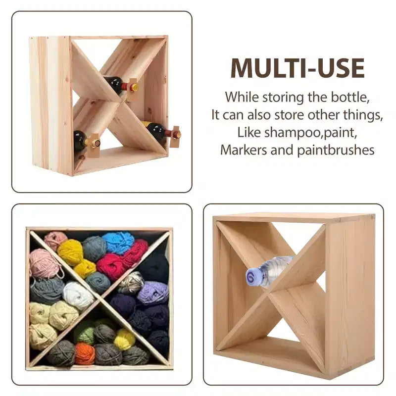 Lot de 4 casiers à vin modulaires empilables pour 24 bouteilles, étagère de présentation en bois sur pied, cube de rangement pour bar, cave et cuisine