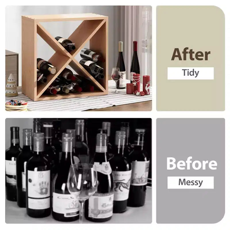 Lot de 4 casiers à vin modulaires empilables pour 24 bouteilles, étagère de présentation en bois sur pied, cube de rangement pour bar, cave et cuisine