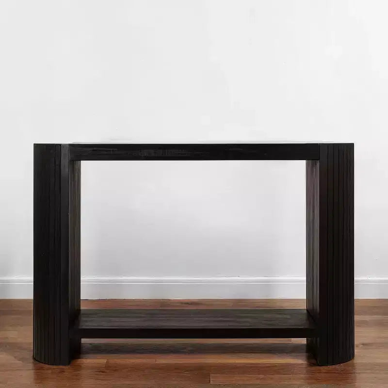 Console moderne noire à bords arrondis