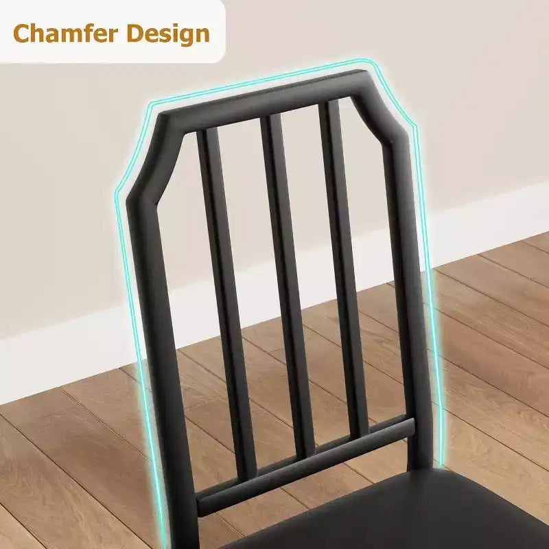Table à manger et 4 chaises – Ensemble compact 5 pièces table et chaises de cuisine avec design chanfreiné, marron rustique