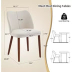 Chaise de salle à manger en lin avec pieds en bois massif, dossier ailé, pour salle à manger, salon, lot de 2