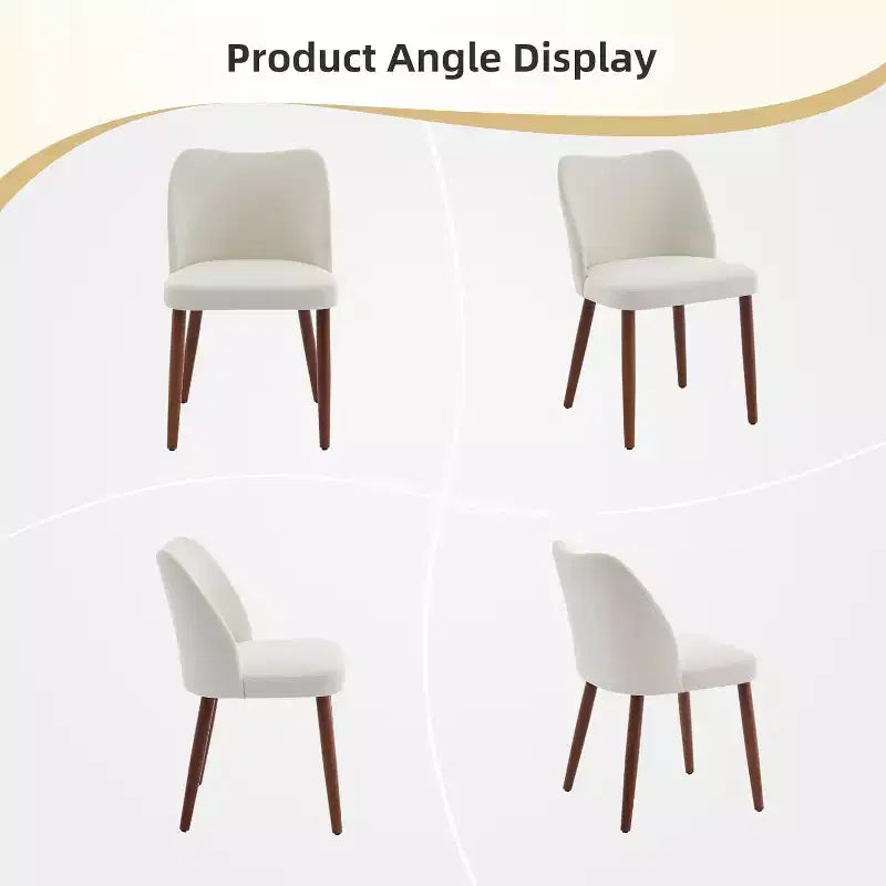 Chaise de salle à manger en lin avec pieds en bois massif, dossier ailé, pour salle à manger, salon, lot de 2