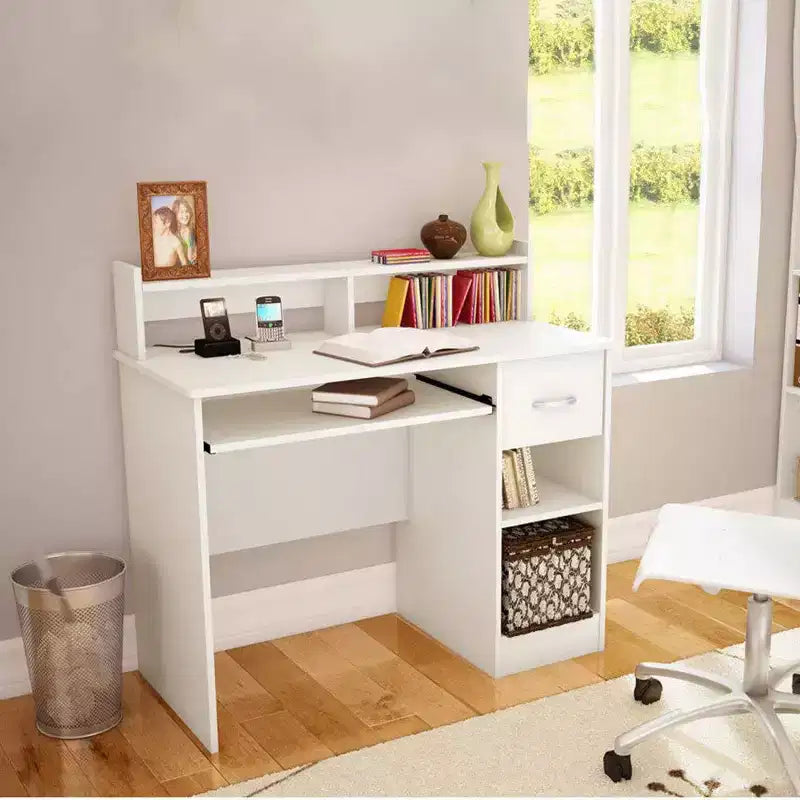 Bureau informatique moderne avec rangements, étagère réglable pour la maison et le jeu