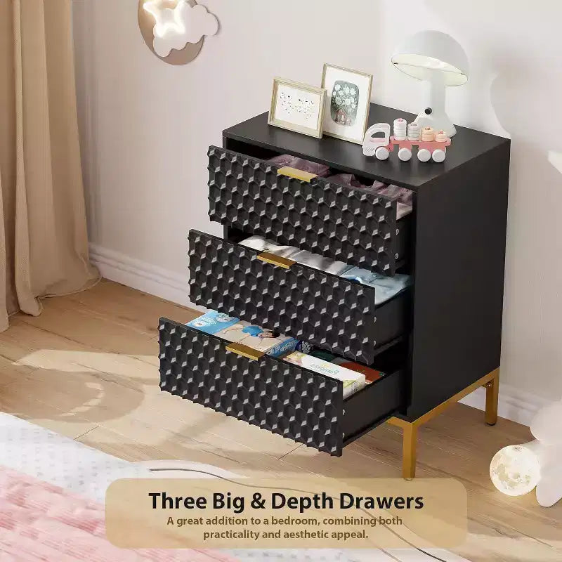 Commode Moderne à 3 Tiroirs - Grand Meuble de Rangement pour Chambre et Salon