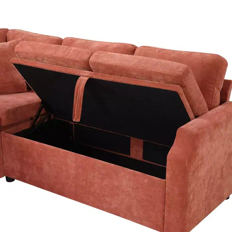 Canapé d'angle convertible avec lit gigogne et rangement intégré