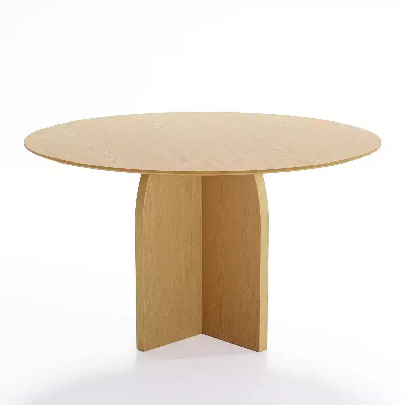 Table à manger ronde en bois massif de 52 x 52 avec finition naturelle et pieds arqués élégants pour salles à manger et cuisines modernes