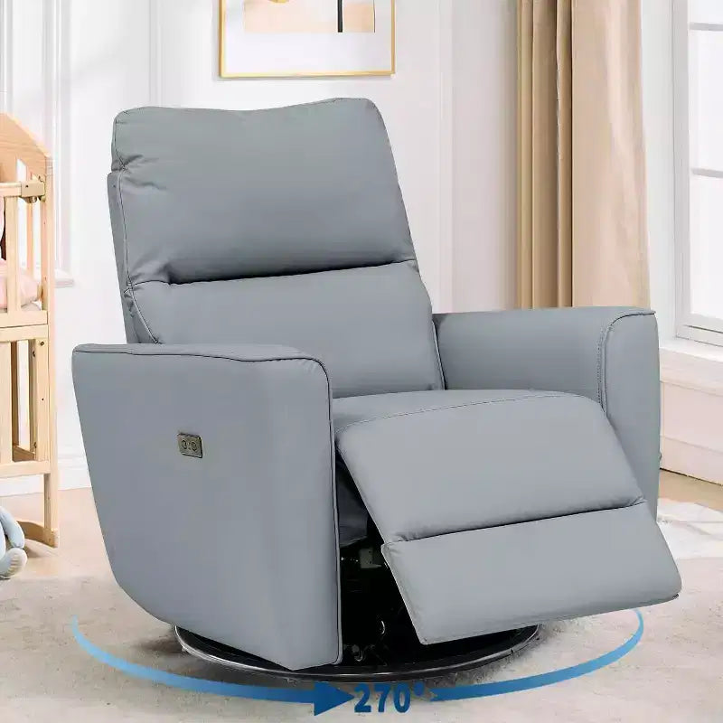 Fauteuil inclinable électrique pivotant, fauteuil à bascule rembourré pour salon, fauteuil inclinable avec accoudoirs incurvés et dossier rembourré pour chambre à coucher