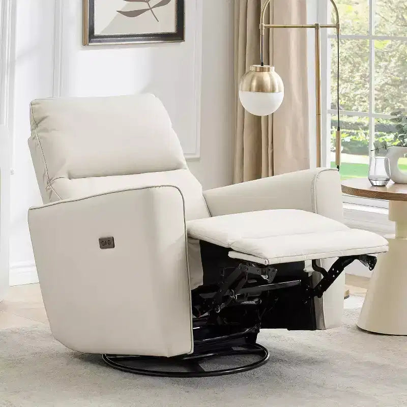 Fauteuil inclinable électrique pivotant, fauteuil à bascule rembourré pour salon, fauteuil inclinable avec accoudoirs incurvés et dossier rembourré pour chambre à coucher