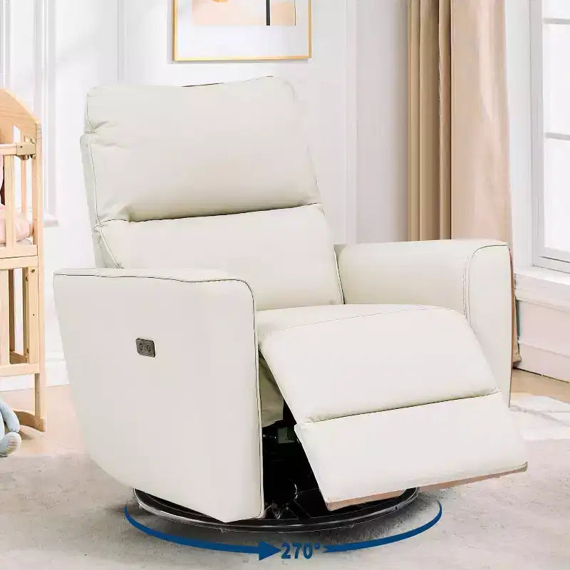 Fauteuil inclinable électrique pivotant, fauteuil à bascule rembourré pour salon, fauteuil inclinable avec accoudoirs incurvés et dossier rembourré pour chambre à coucher