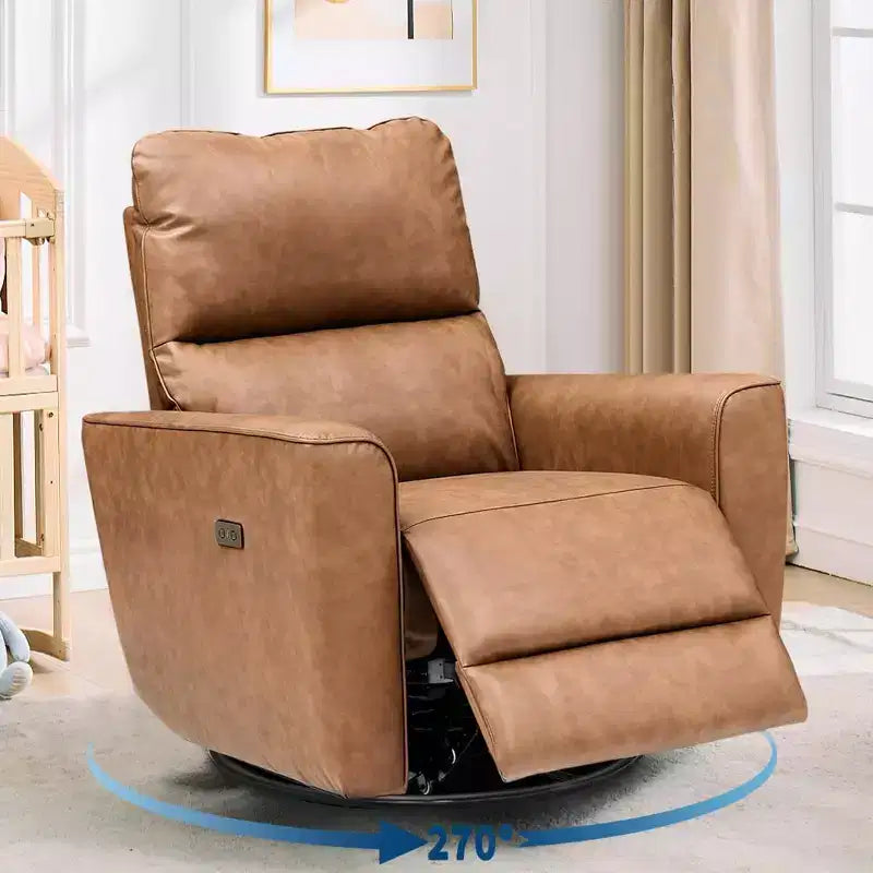 Fauteuil inclinable électrique pivotant, fauteuil à bascule rembourré pour salon, fauteuil inclinable avec accoudoirs incurvés et dossier rembourré pour chambre à coucher
