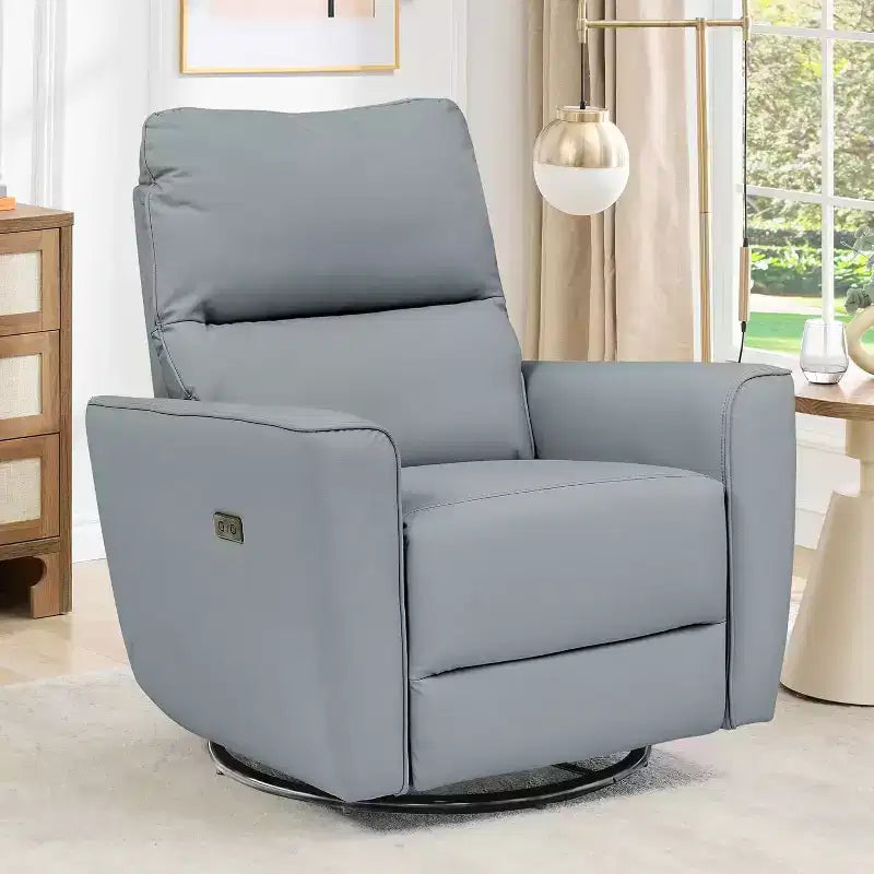 Fauteuil inclinable électrique pivotant, fauteuil à bascule rembourré pour salon, fauteuil inclinable avec accoudoirs incurvés et dossier rembourré pour chambre à coucher