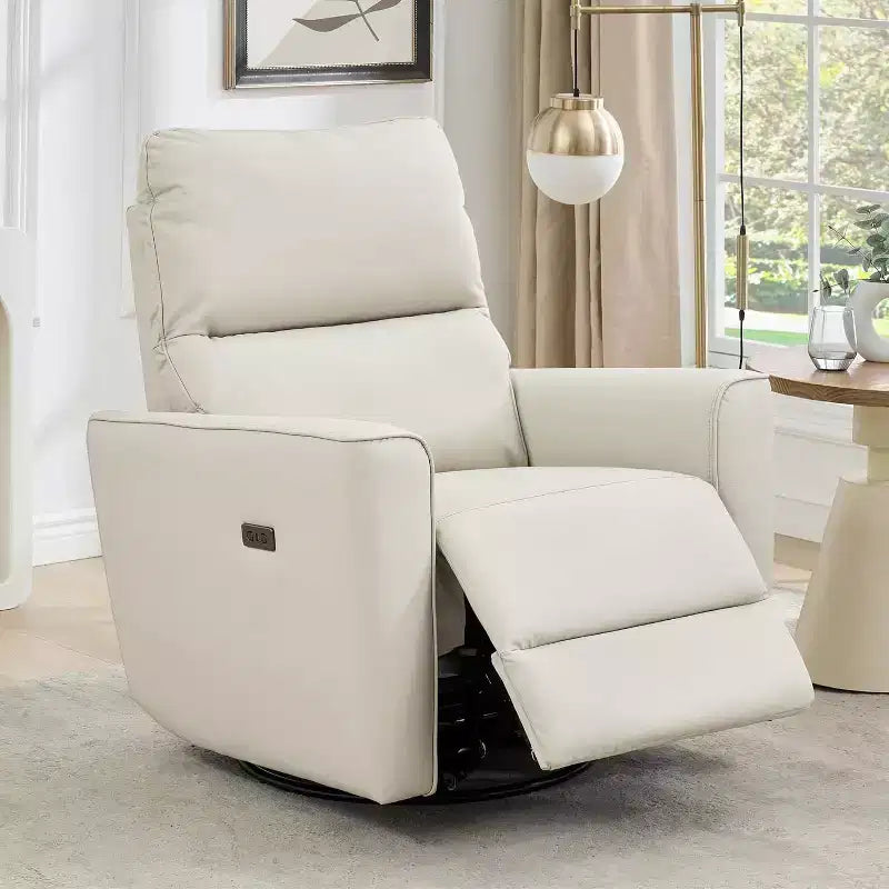 Fauteuil inclinable électrique pivotant, fauteuil à bascule rembourré pour salon, fauteuil inclinable avec accoudoirs incurvés et dossier rembourré pour chambre à coucher