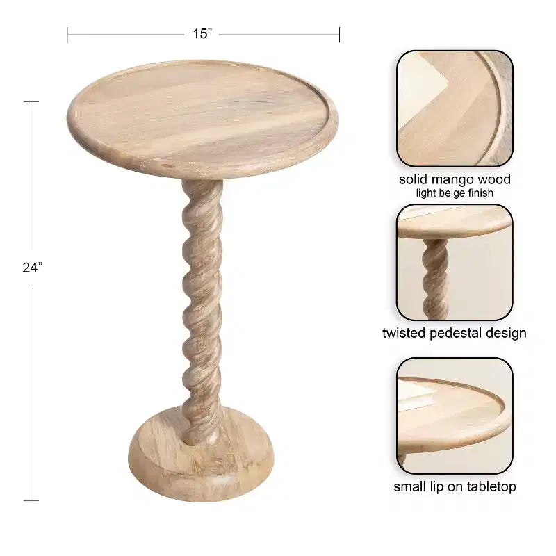 Table d'appoint ronde avec piédestal en corde torsadée