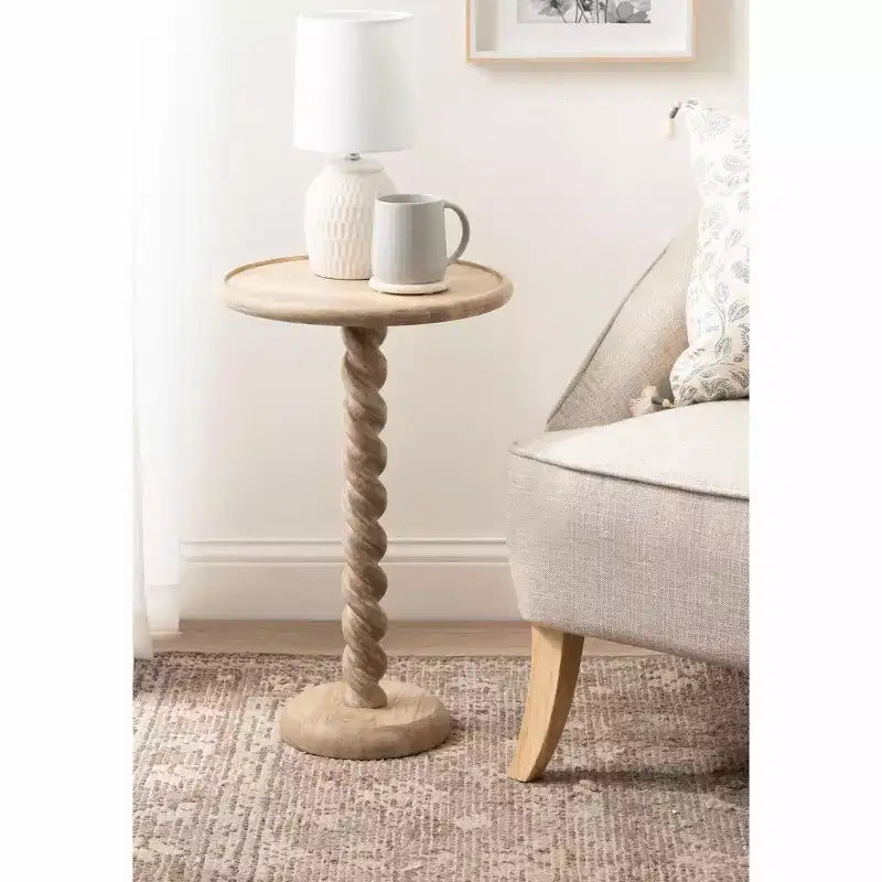 Table d'appoint ronde avec piédestal en corde torsadée