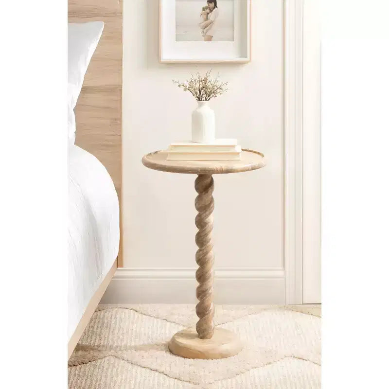 Table d'appoint ronde avec piédestal en corde torsadée