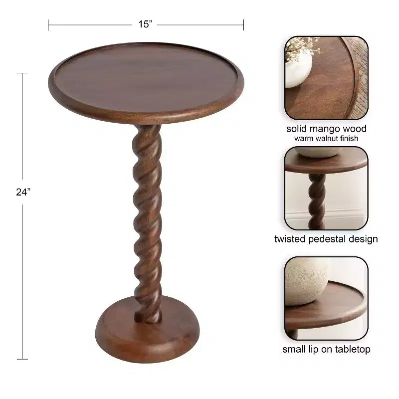 Table d'appoint ronde avec piédestal en corde torsadée