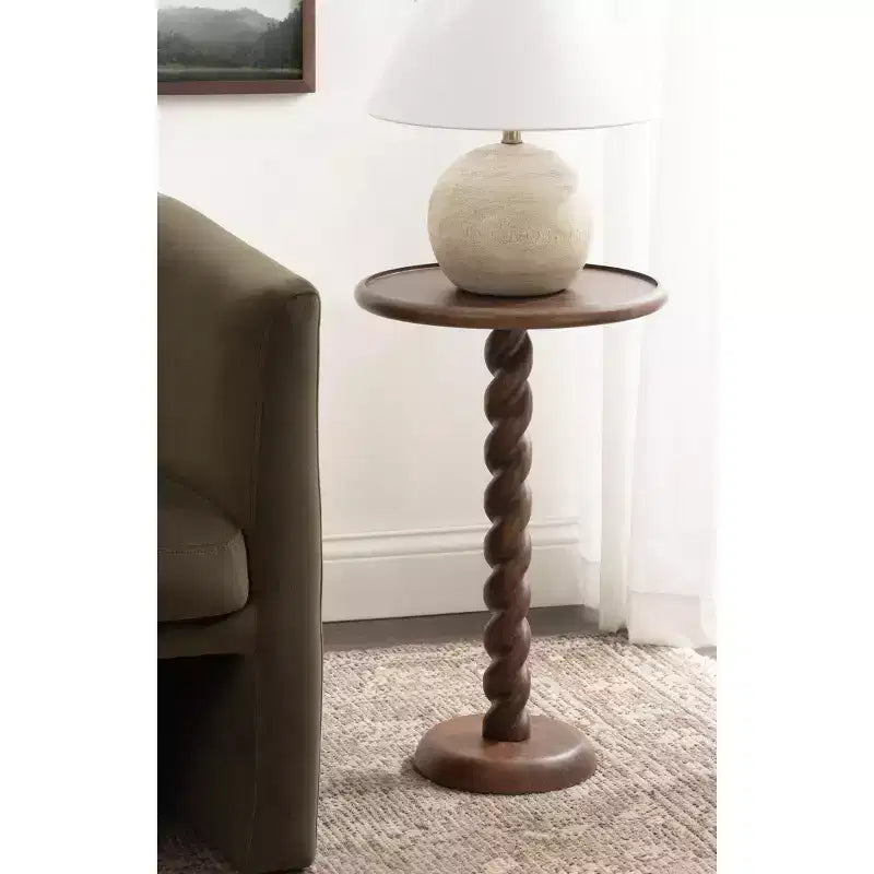 Table d'appoint ronde avec piédestal en corde torsadée