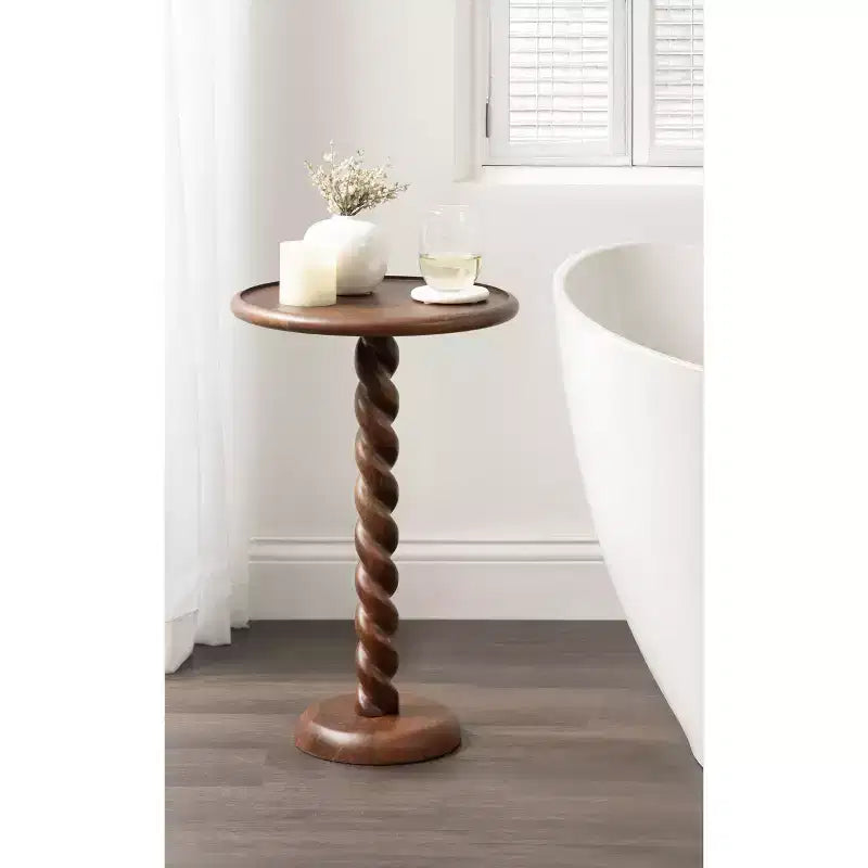 Table d'appoint ronde avec piédestal en corde torsadée