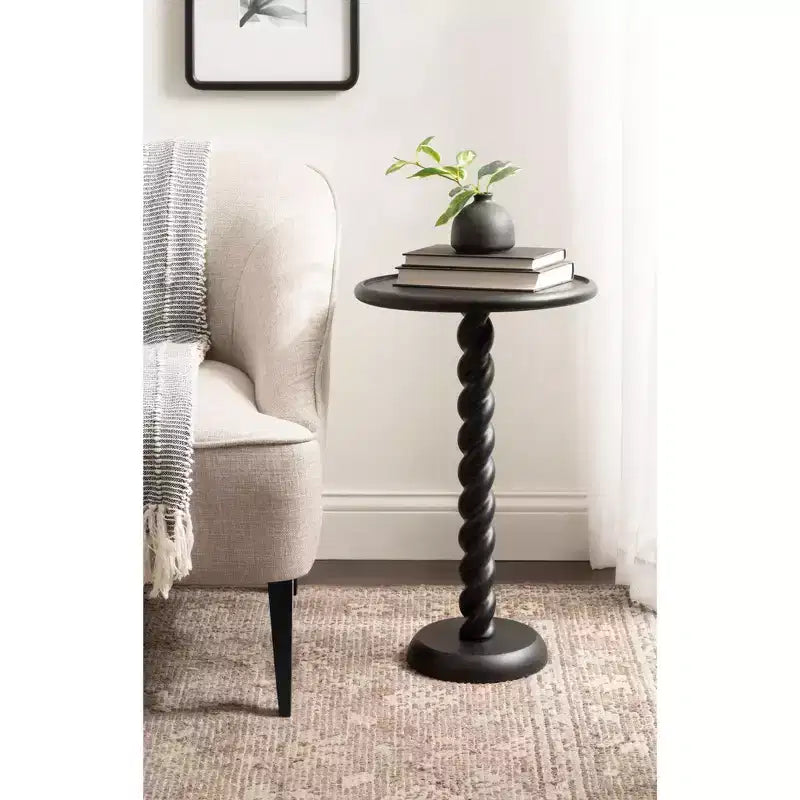Table d'appoint ronde avec piédestal en corde torsadée