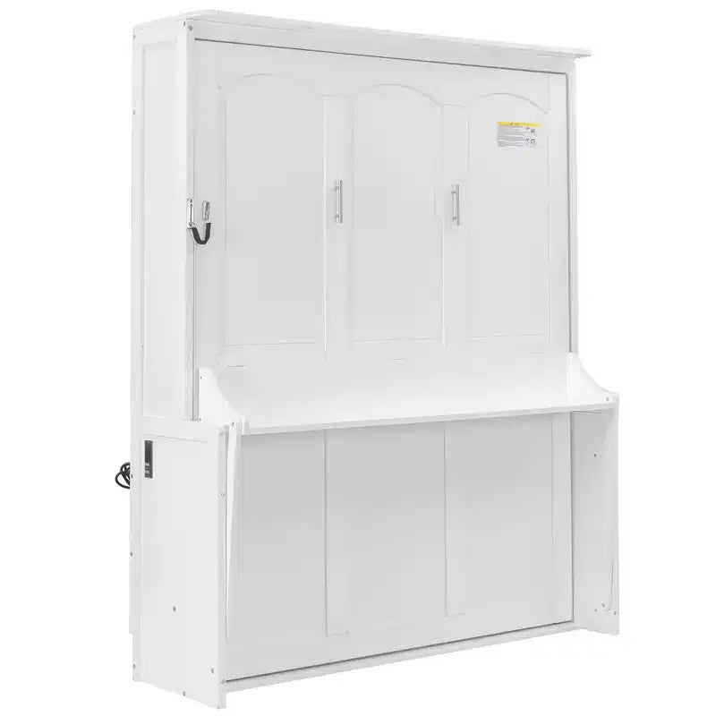 Lit escamotable Queen avec bureau, lumières DEL et station de recharge USB