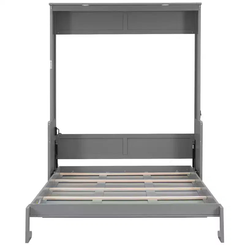 Lit escamotable Queen avec bureau, lumières DEL et station de recharge USB