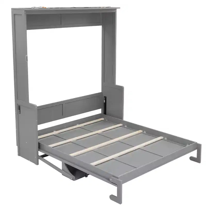 Lit escamotable Queen avec bureau, lumières DEL et station de recharge USB