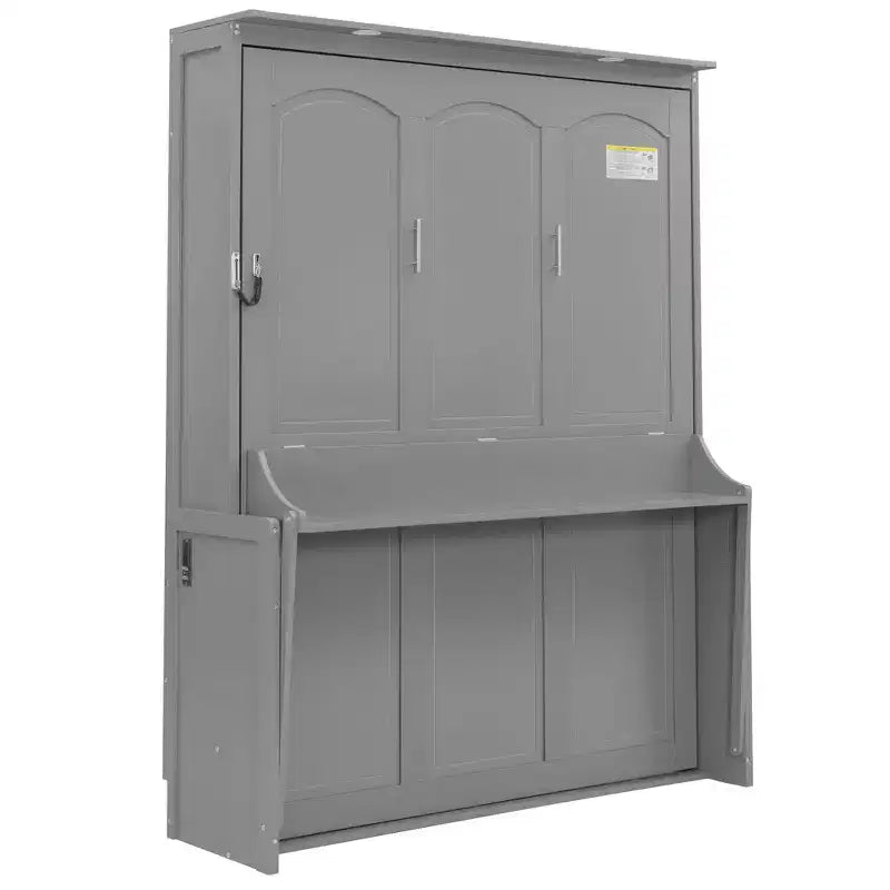 Lit escamotable Queen avec bureau, lumières DEL et station de recharge USB