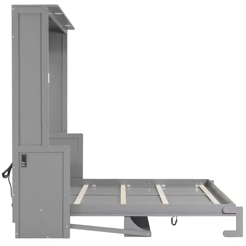Lit escamotable Queen avec bureau, lumières DEL et station de recharge USB
