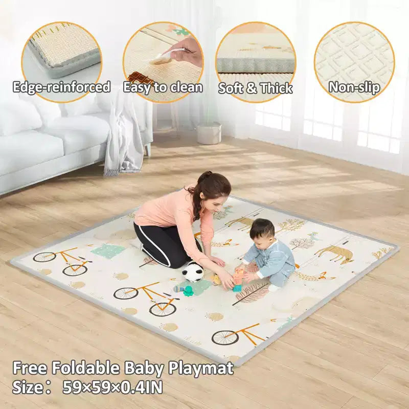 Parc bébé avec tapis 150 x 150 cm, centre d'activités intérieur et extérieur, barrière de sécurité pour bébés et tout-petits