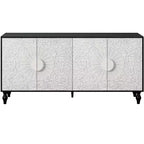 Meuble de Rangement avec Porte Sculptée Fleurie, Meuble d'Entrée avec Poignée Métallique, Buffet pour Salon