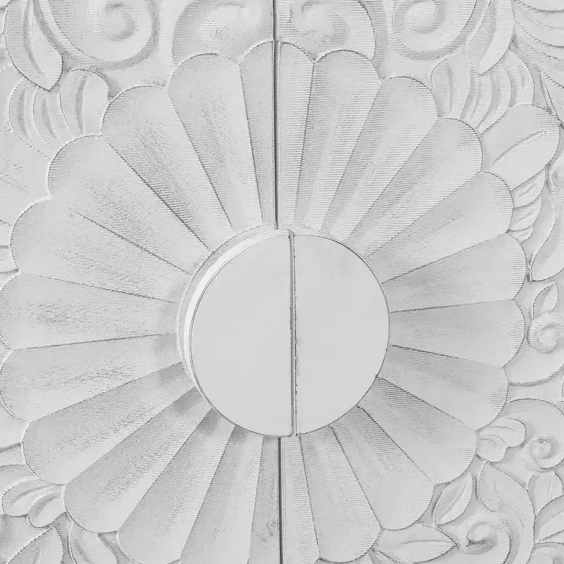 Meuble de Rangement avec Porte Sculptée Fleurie, Meuble d'Entrée avec Poignée Métallique, Buffet pour Salon