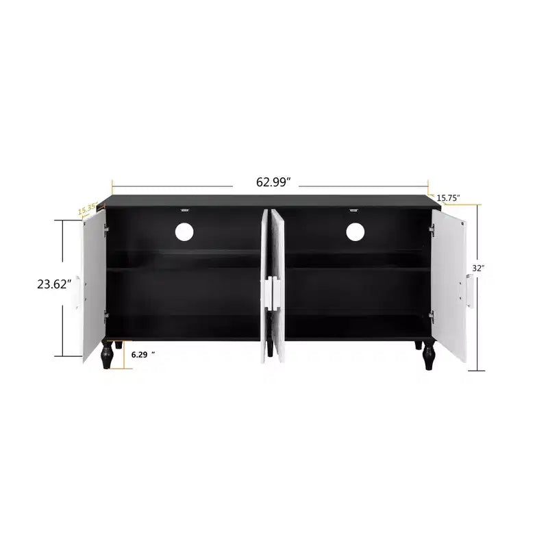 Meuble de Rangement avec Porte Sculptée Fleurie, Meuble d'Entrée avec Poignée Métallique, Buffet pour Salon