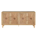 Meuble de Rangement avec Porte Sculptée Fleurie, Meuble d'Entrée avec Poignée Métallique, Buffet pour Salon