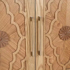 Meuble de Rangement avec Porte Sculptée Fleurie, Meuble d'Entrée avec Poignée Métallique, Buffet pour Salon