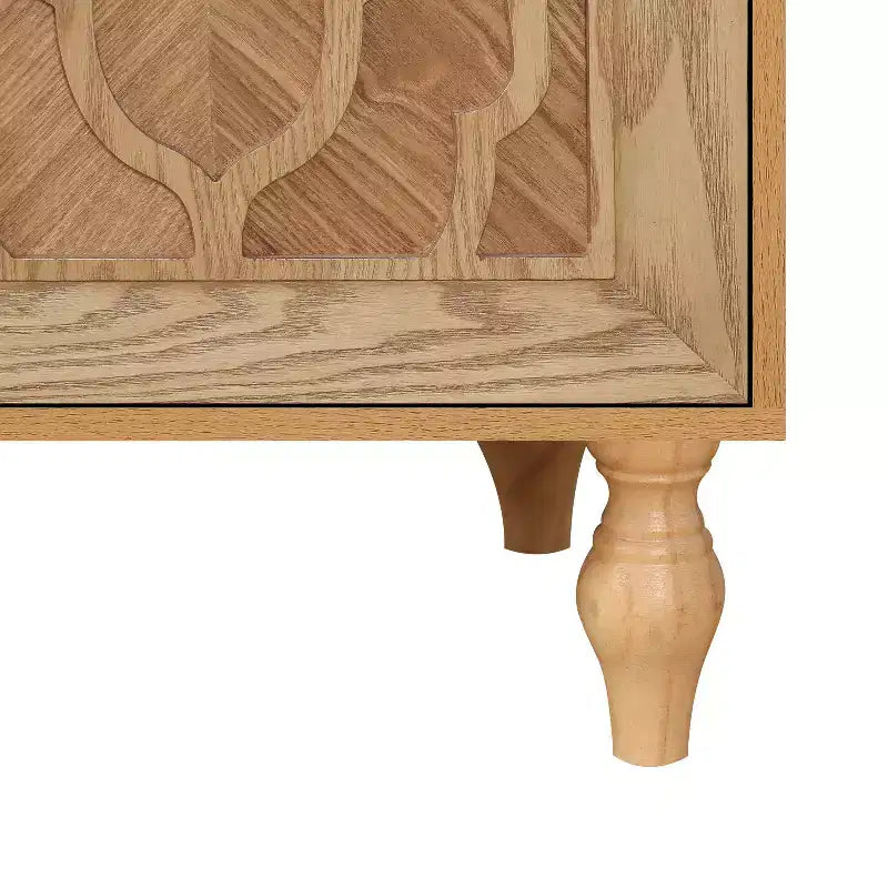 Meuble de Rangement avec Porte Sculptée Fleurie, Meuble d'Entrée avec Poignée Métallique, Buffet pour Salon