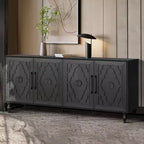 Meuble de Rangement avec Porte Sculptée Fleurie, Meuble d'Entrée avec Poignée Métallique, Buffet pour Salon