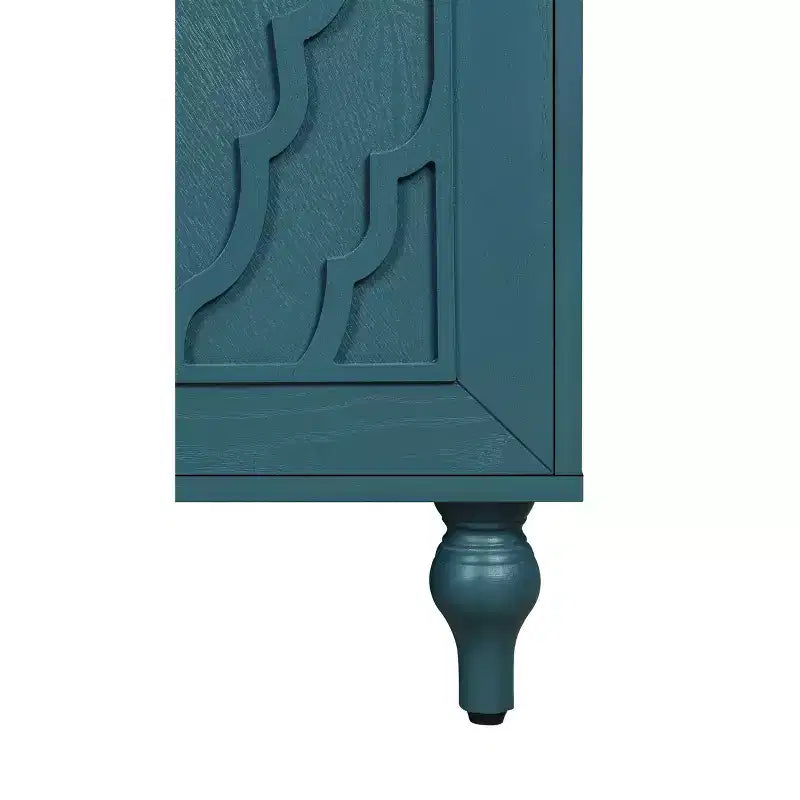 Meuble de Rangement avec Porte Sculptée Fleurie, Meuble d'Entrée avec Poignée Métallique, Buffet pour Salon