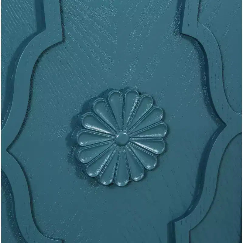 Meuble de Rangement avec Porte Sculptée Fleurie, Meuble d'Entrée avec Poignée Métallique, Buffet pour Salon