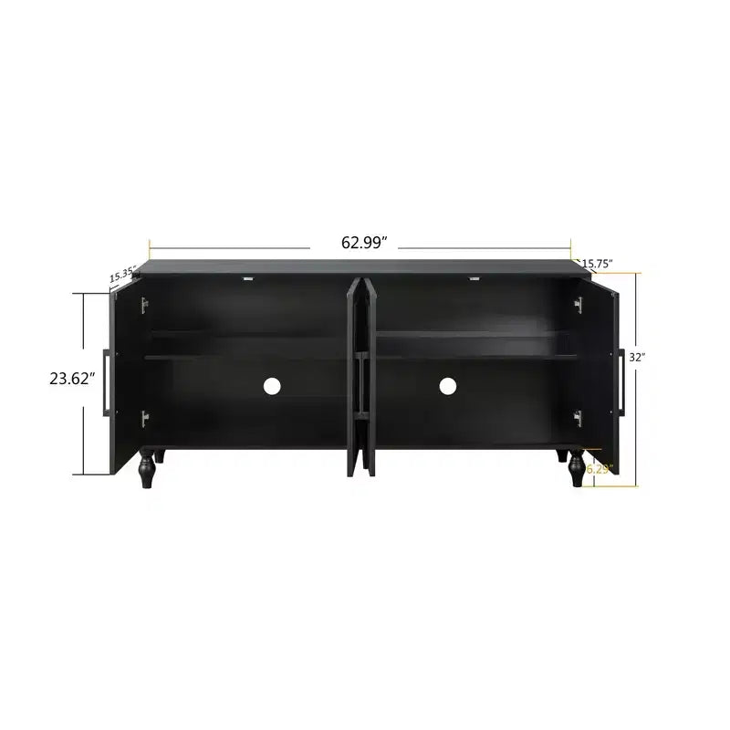 Meuble de Rangement avec Porte Sculptée Fleurie, Meuble d'Entrée avec Poignée Métallique, Buffet pour Salon
